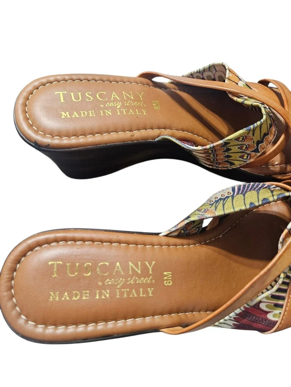 Tuscany by Easy Street Size 8M Made in Italy Women's Wedge Slide Sandals